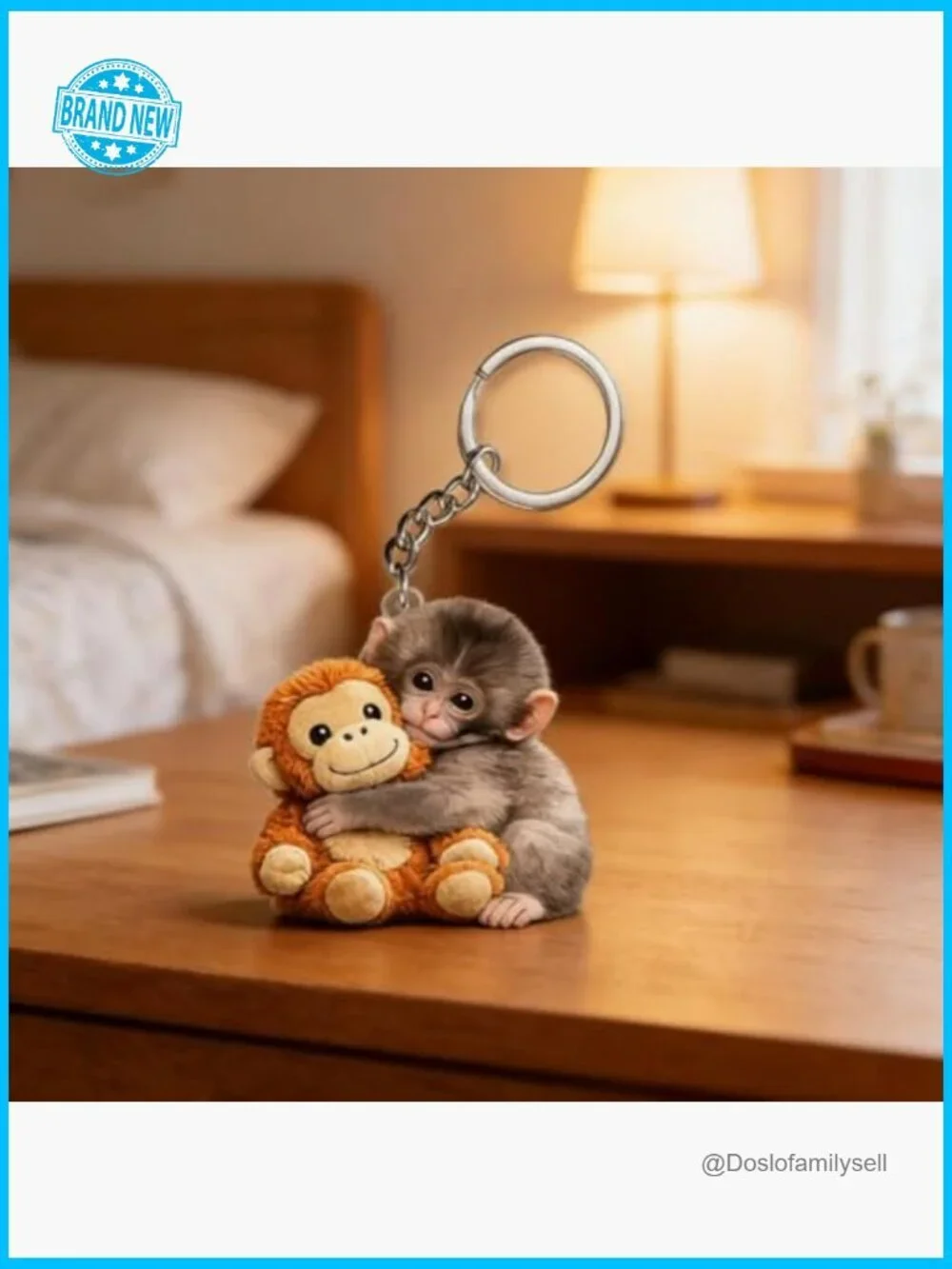 Monkey Keychain Acrylic Animal Charm Snap Hook Bag Clip Zipper Pull Accessory